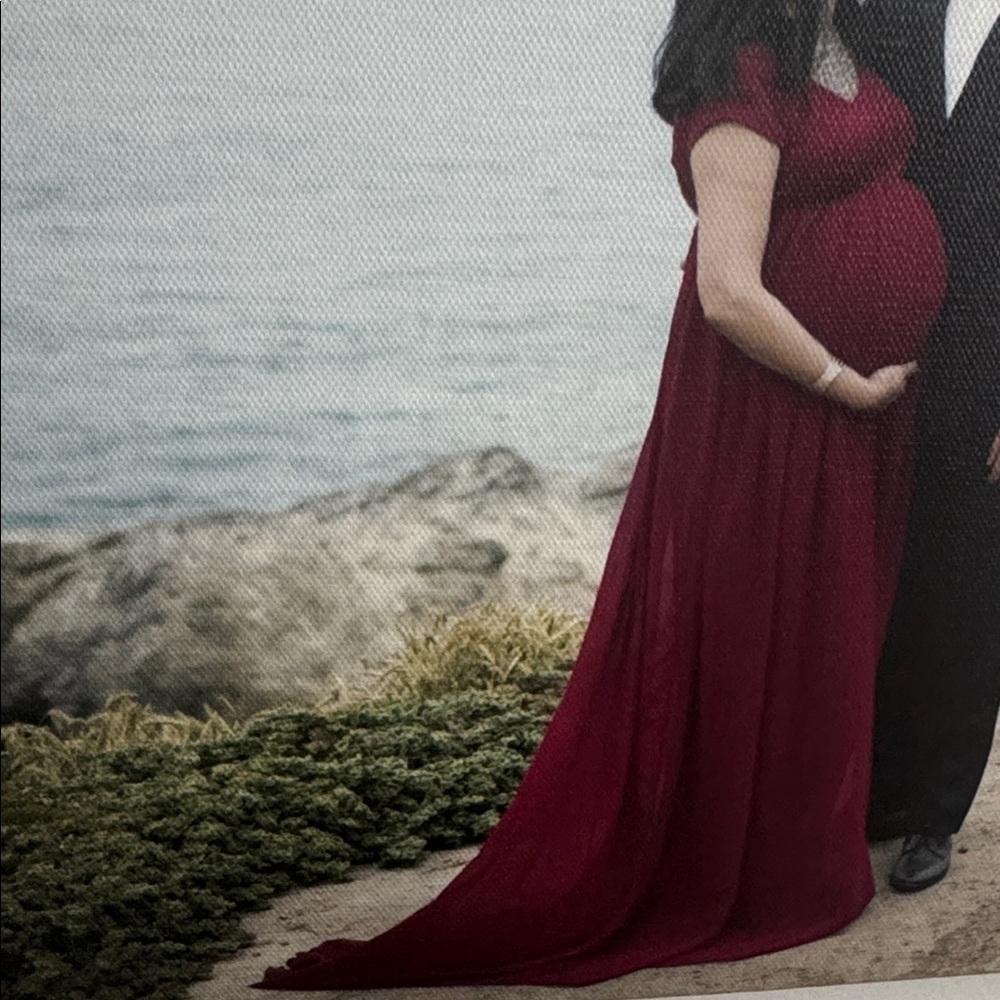 Elegant Burgundy Women's Maternity Gown